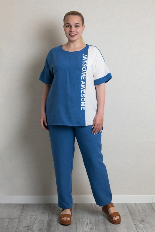 Легкий літній костюм КЛ-201 синій